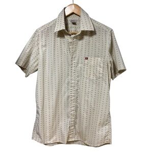Carbon‎ Men's Beige Patterned Short Sleeve Shirt Size Small
